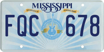 MS license plate FQC678