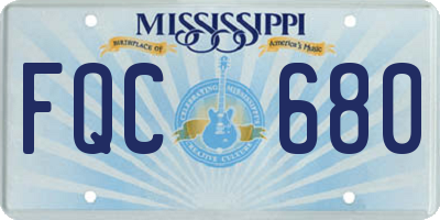 MS license plate FQC680
