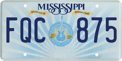 MS license plate FQC875