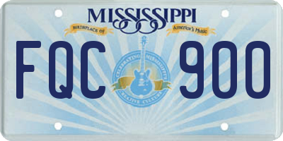 MS license plate FQC900