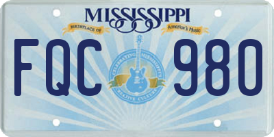 MS license plate FQC980