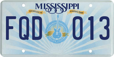 MS license plate FQD013