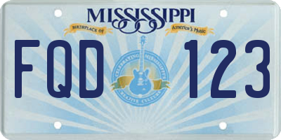 MS license plate FQD123