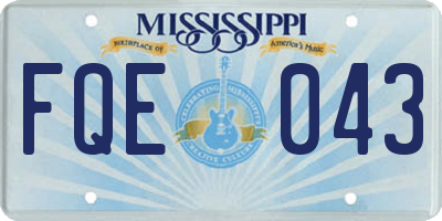 MS license plate FQE043