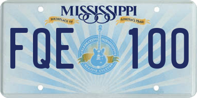 MS license plate FQE100