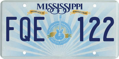 MS license plate FQE122