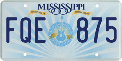 MS license plate FQE875