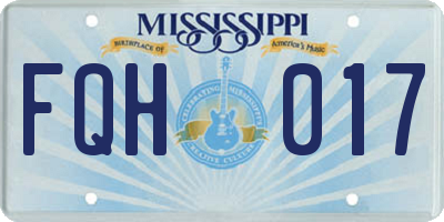 MS license plate FQH017