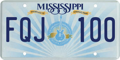 MS license plate FQJ100