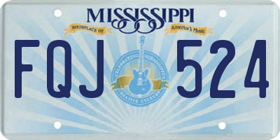MS license plate FQJ524