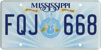 MS license plate FQJ668