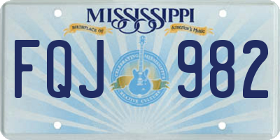 MS license plate FQJ982
