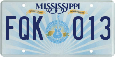 MS license plate FQK013