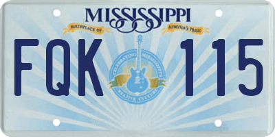 MS license plate FQK115