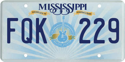 MS license plate FQK229