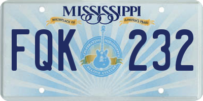 MS license plate FQK232