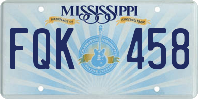 MS license plate FQK458