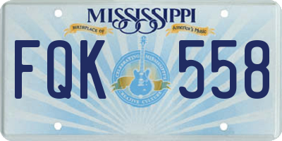 MS license plate FQK558