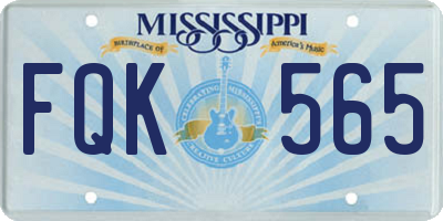 MS license plate FQK565