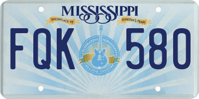 MS license plate FQK580