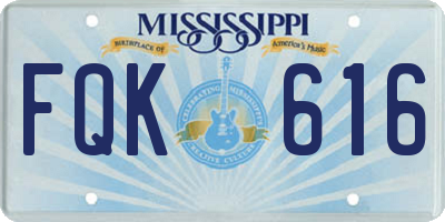 MS license plate FQK616
