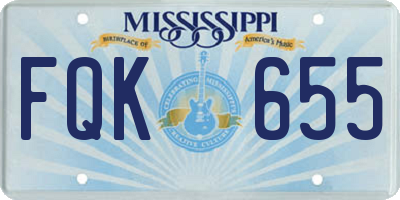 MS license plate FQK655