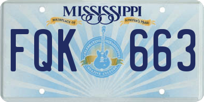 MS license plate FQK663
