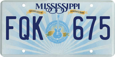 MS license plate FQK675