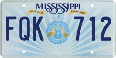 MS license plate FQK712