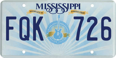 MS license plate FQK726