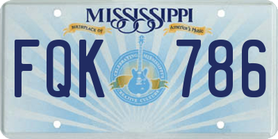 MS license plate FQK786