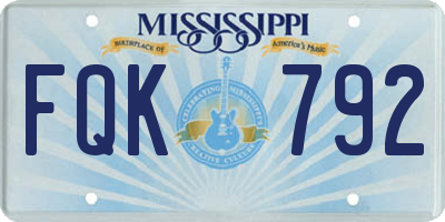 MS license plate FQK792