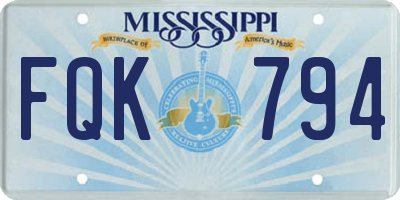 MS license plate FQK794