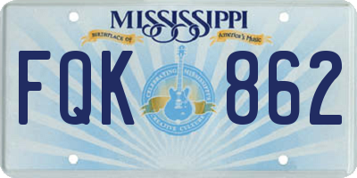 MS license plate FQK862