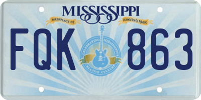 MS license plate FQK863