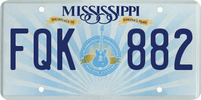 MS license plate FQK882