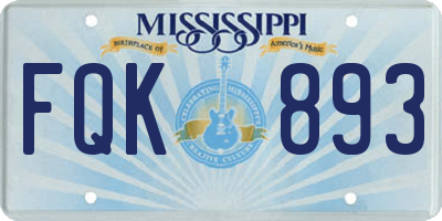MS license plate FQK893