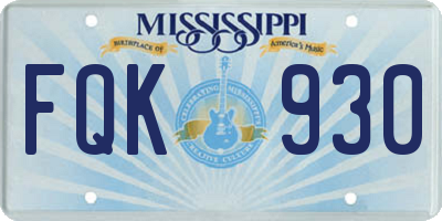MS license plate FQK930