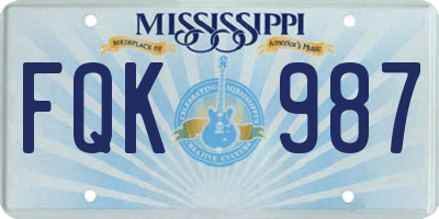 MS license plate FQK987