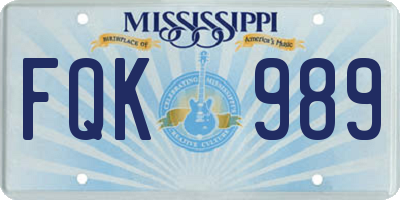 MS license plate FQK989