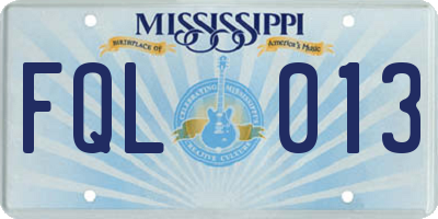 MS license plate FQL013