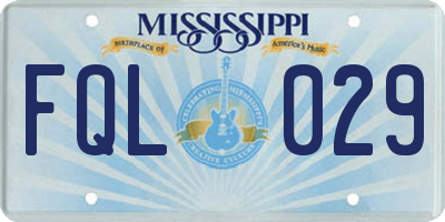 MS license plate FQL029