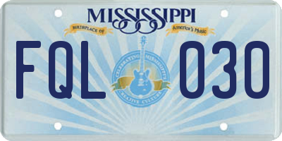MS license plate FQL030