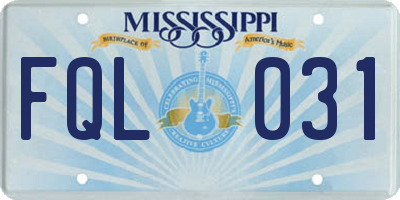 MS license plate FQL031