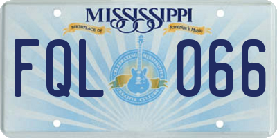 MS license plate FQL066