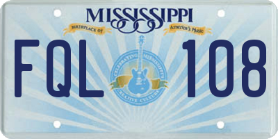 MS license plate FQL108