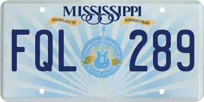 MS license plate FQL289