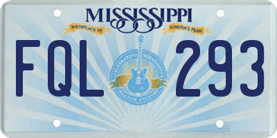 MS license plate FQL293