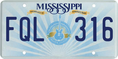 MS license plate FQL316