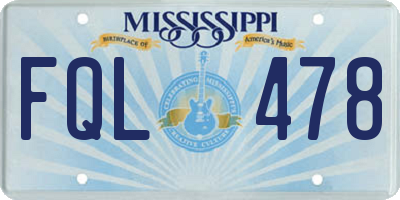 MS license plate FQL478